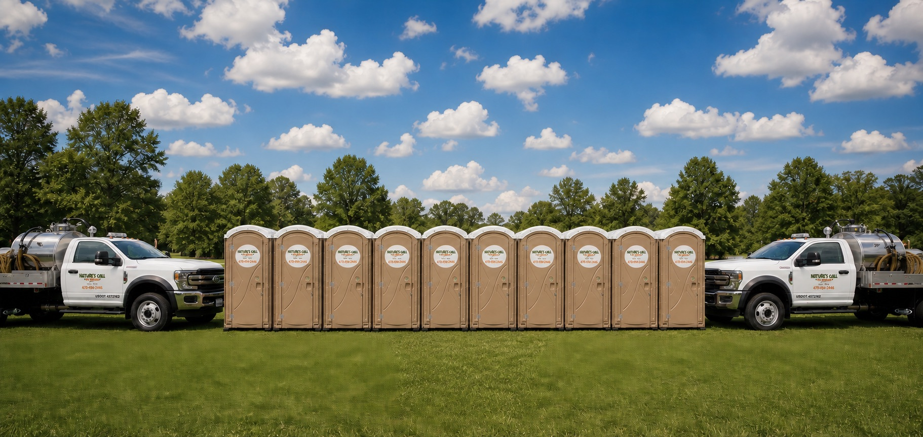 Nature's Call fleet of porta potties and service trucks